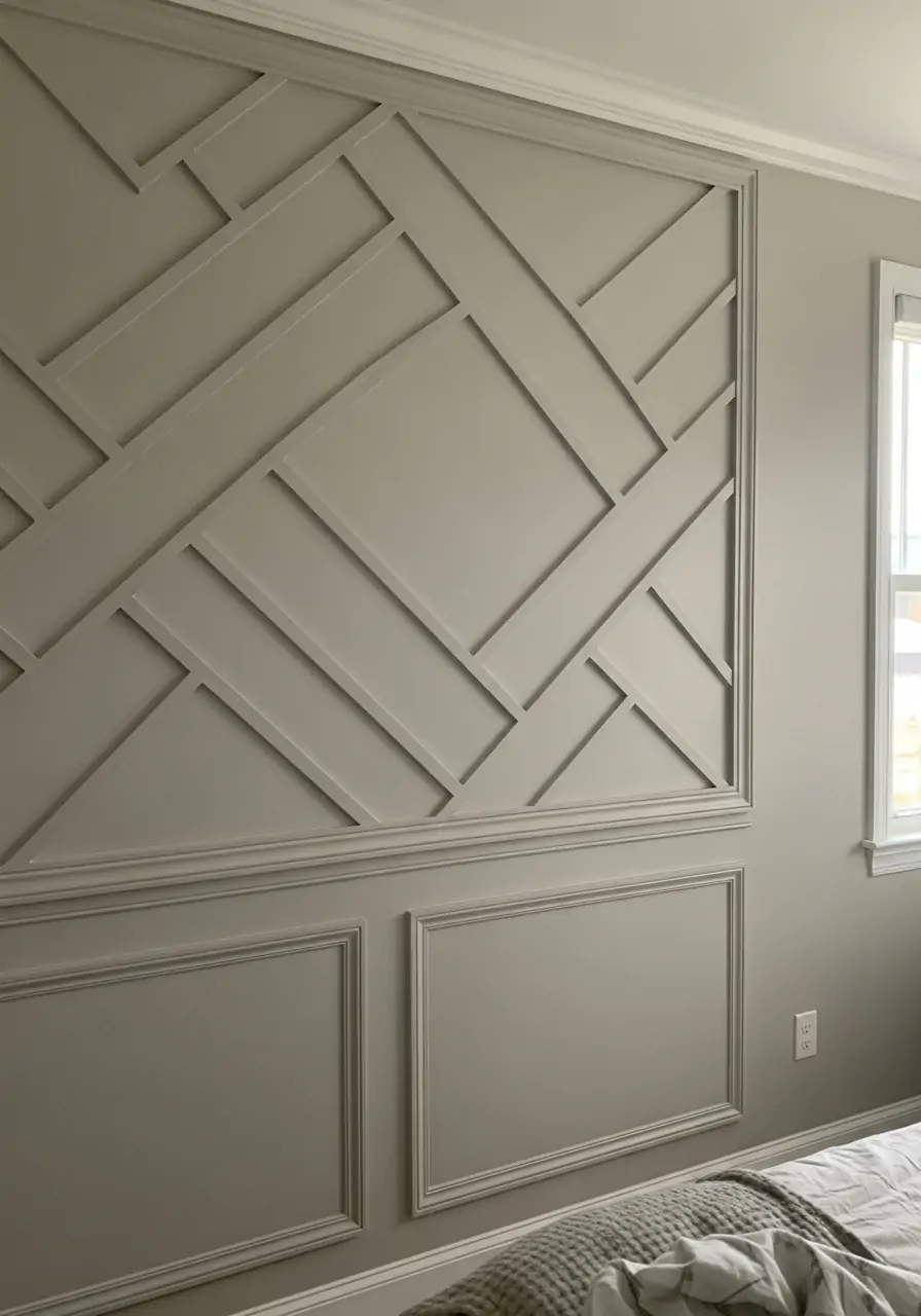 3D Panel Combination - 50 Bedroom Wainscoting Ideas