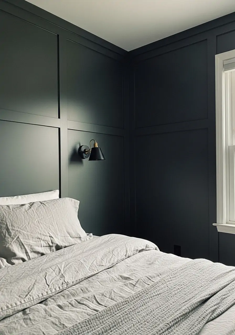 Dark Vertical Panels - 50 Bedroom Wainscoting Ideas