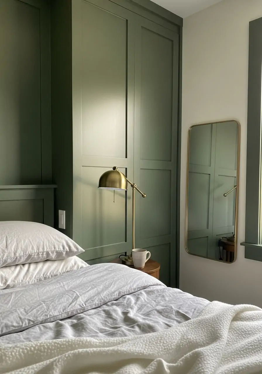 Deep Green Color - 50 Bedroom Wainscoting Ideas