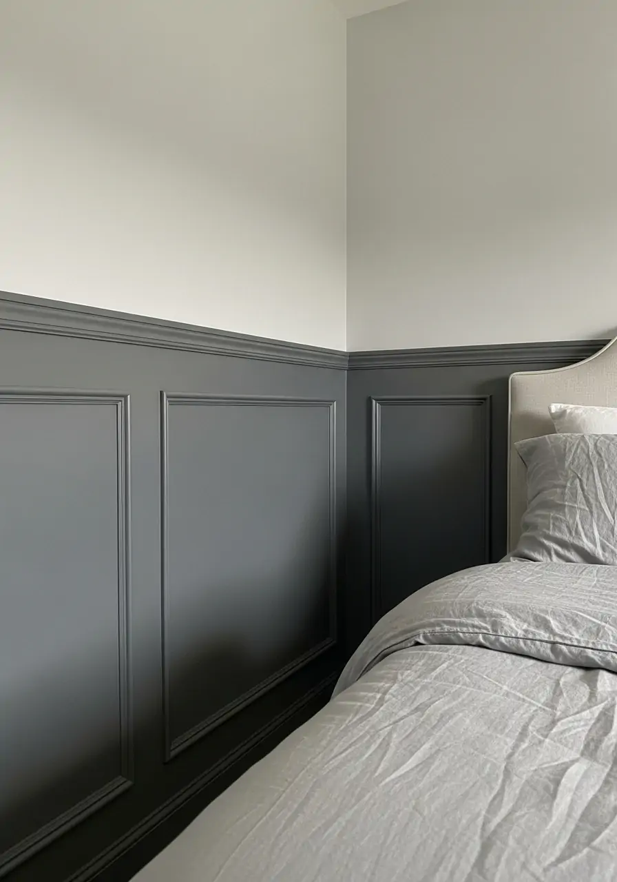 Monochrome Gray Layers - 50 Bedroom Wainscoting Ideas