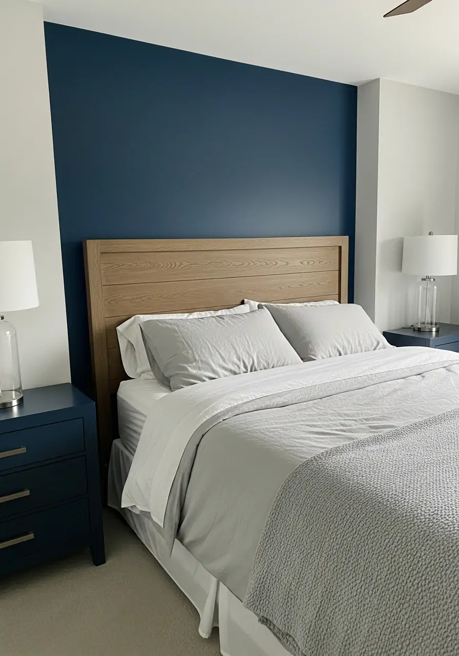 Deep Blue Feature Wall - 50 Boys Room Ideas for Teenagers