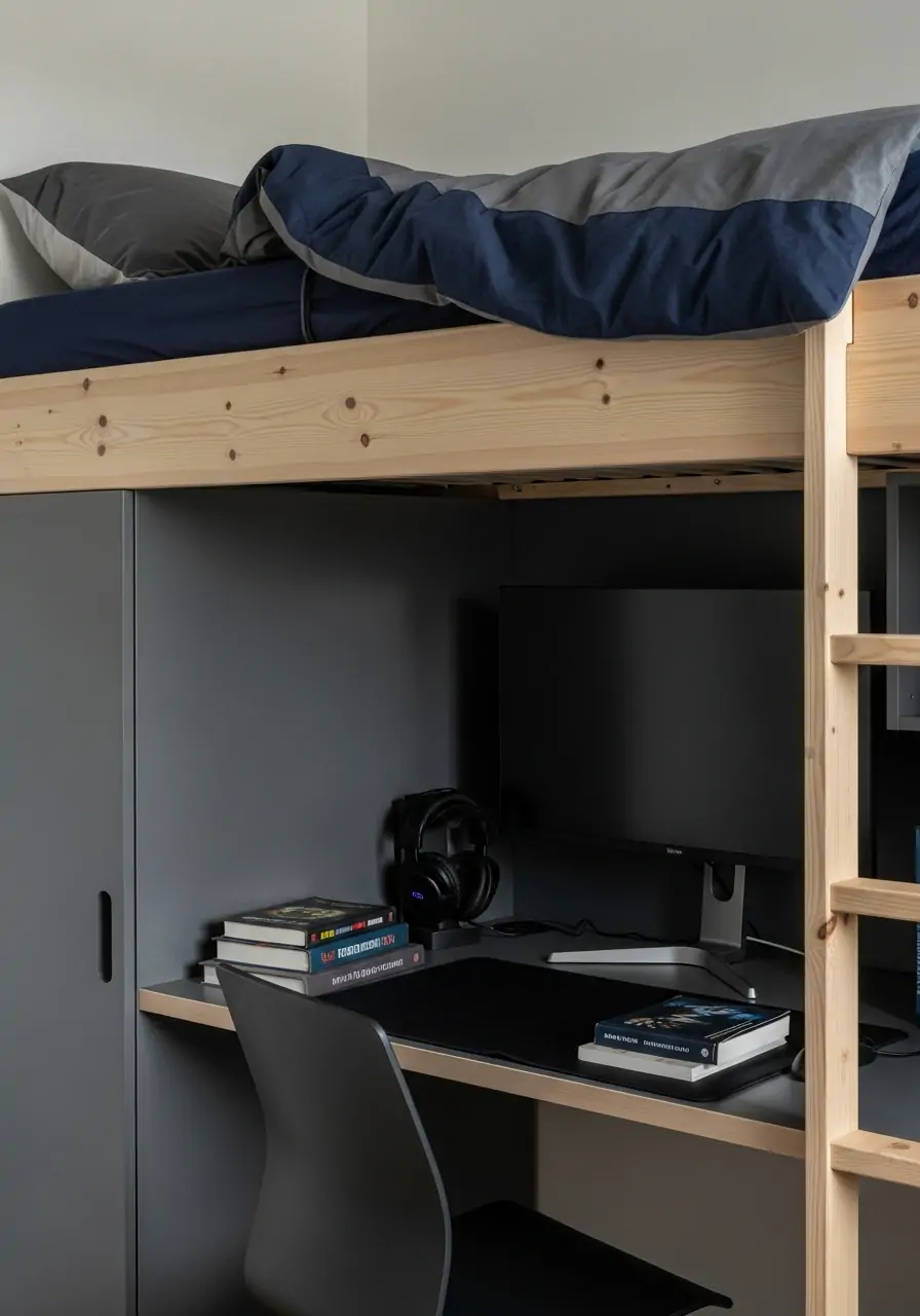 Desk Under Loft - 50 Boys Room Ideas for Teenagers