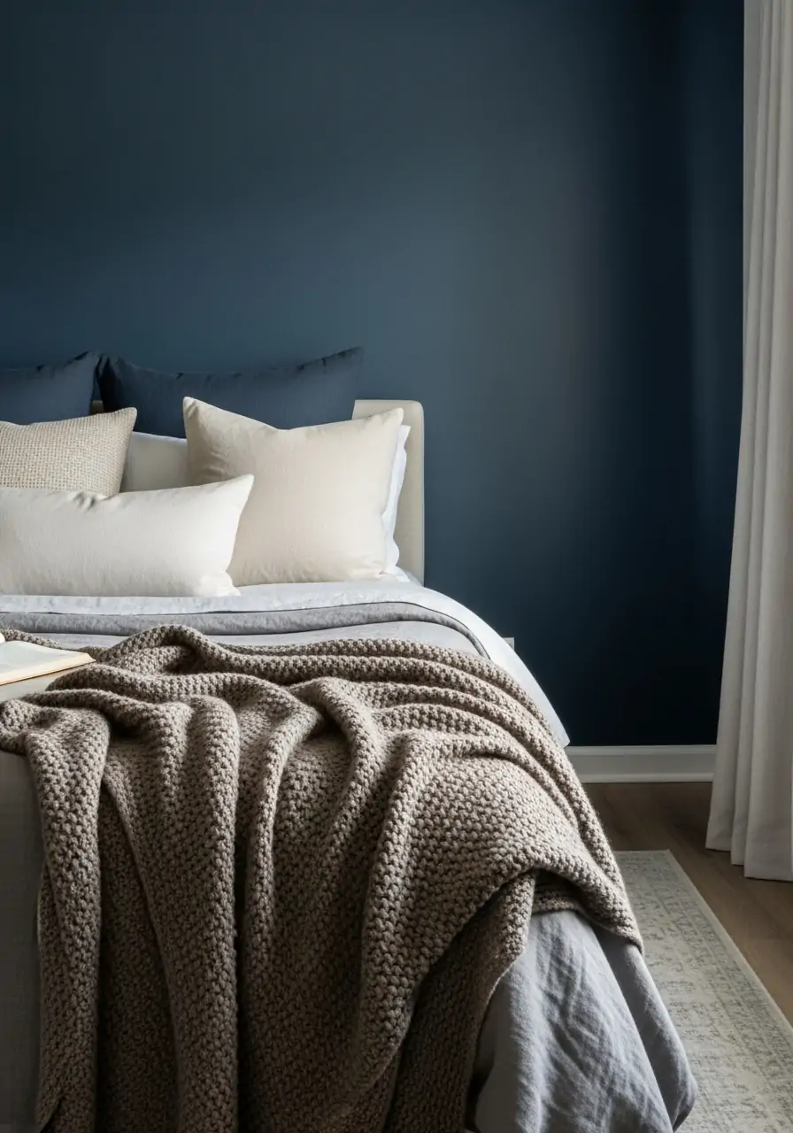 Dark Blue with Layered Neutrals - 50 Dark blue bedroom ideas