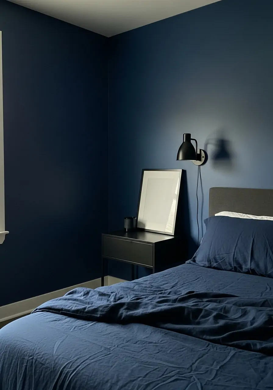 Dark Blue and Black Accents - 50 Dark blue bedroom ideas