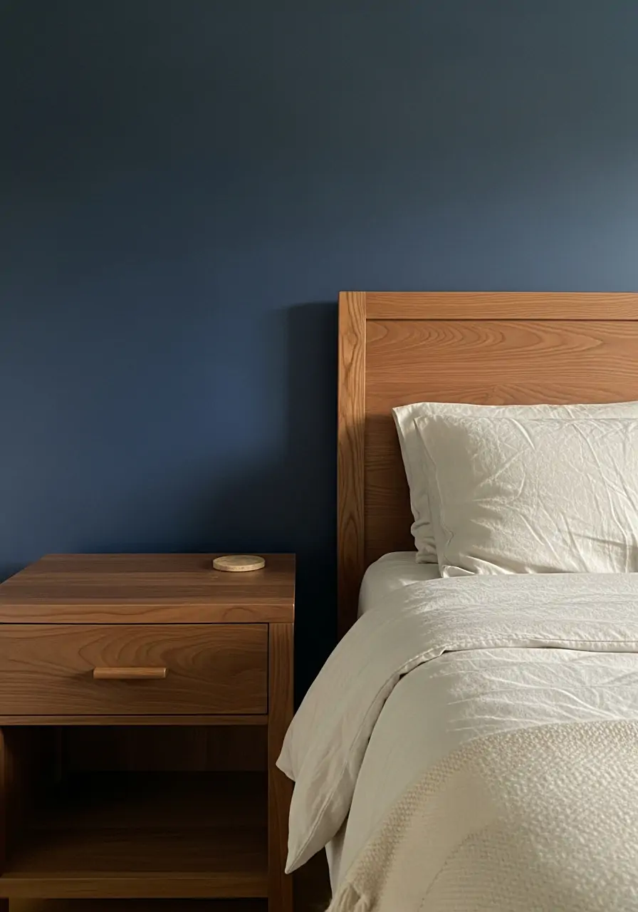 Dark Blue and Warm Wood - 50 Dark blue bedroom ideas