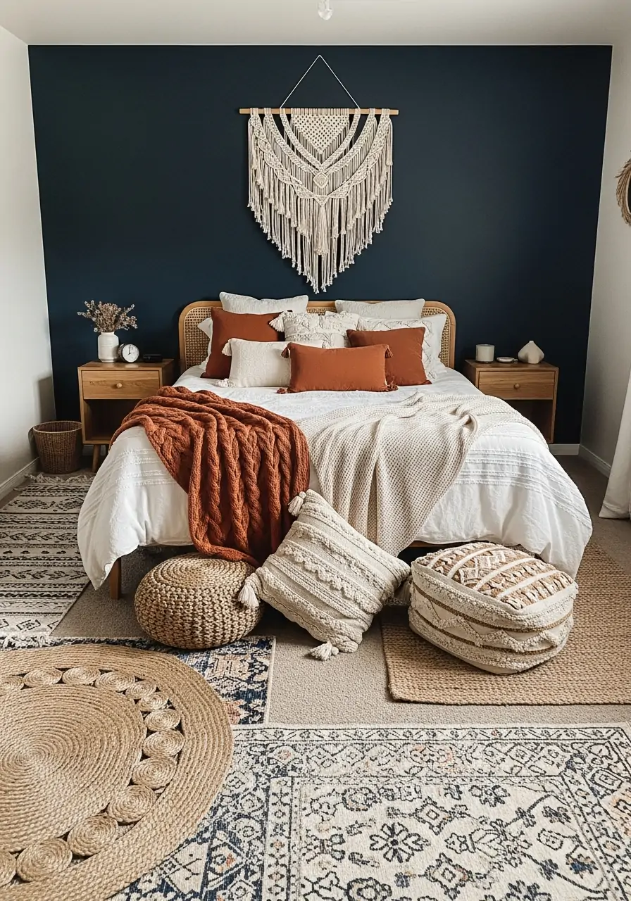 Dark Blue Boho Bedroom - 50 Dark blue bedroom ideas