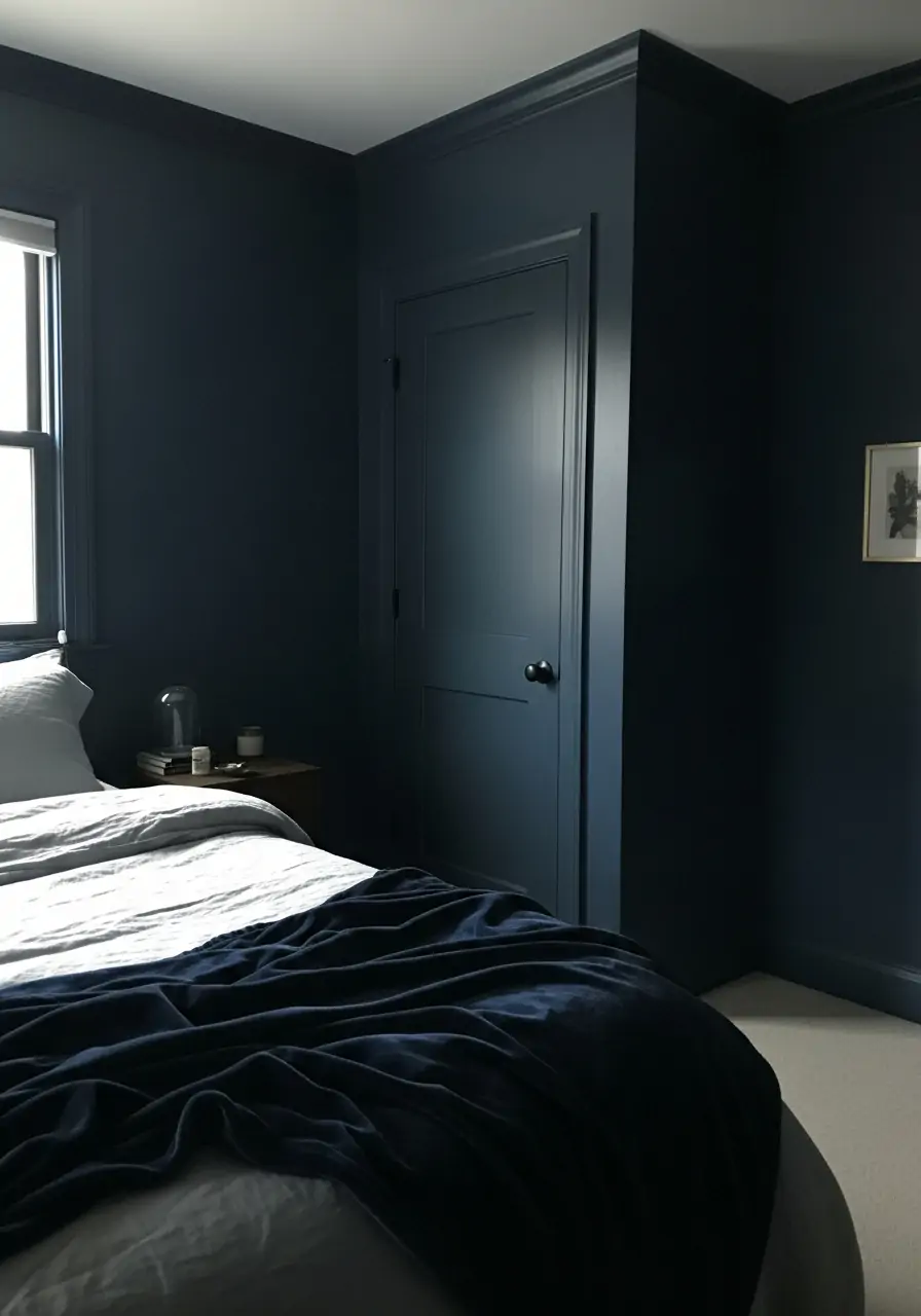 Moody All-Blue Bedroom - 50 Dark blue bedroom ideas
