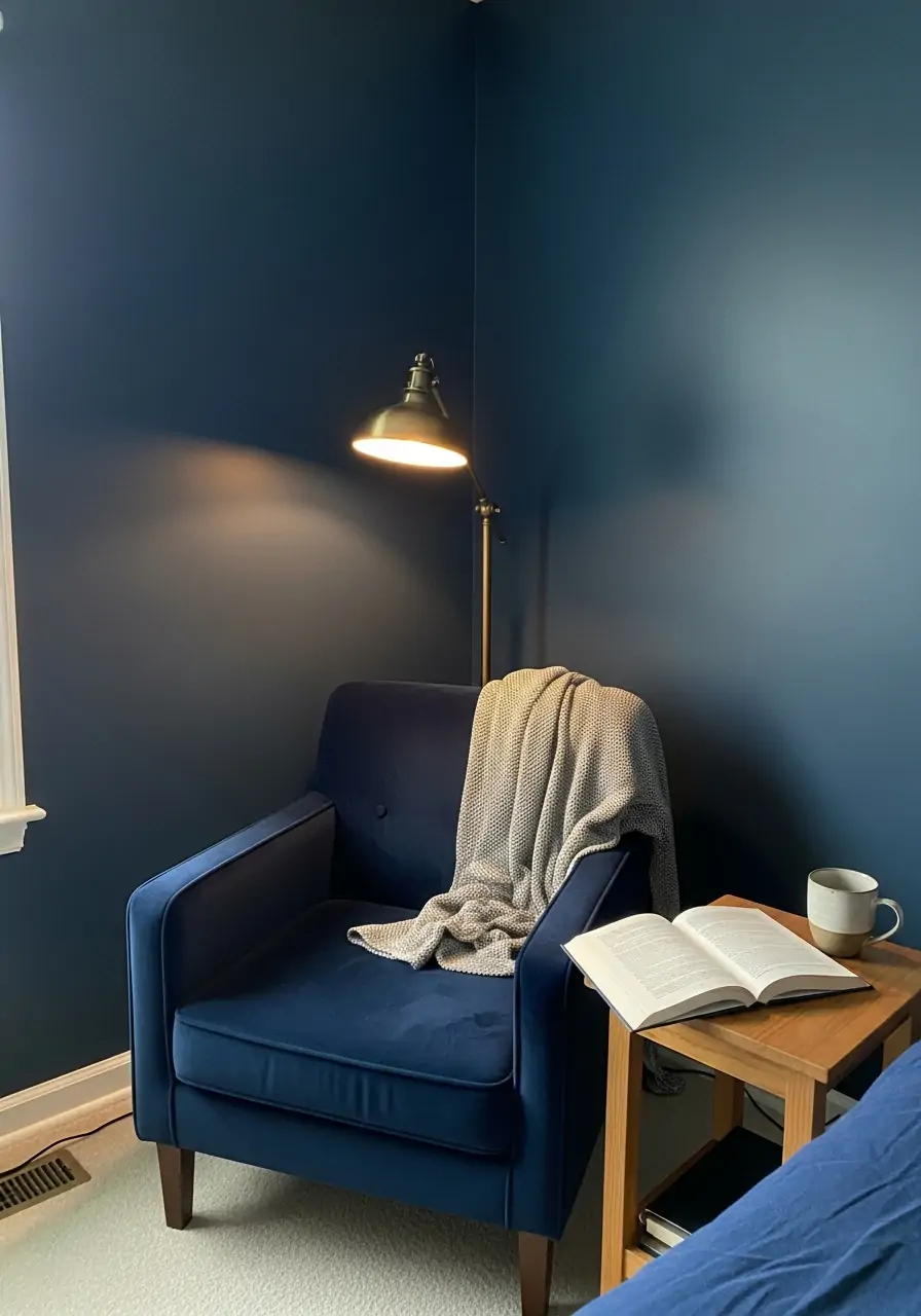 Dark Blue Reading Nook - 50 Dark blue bedroom ideas