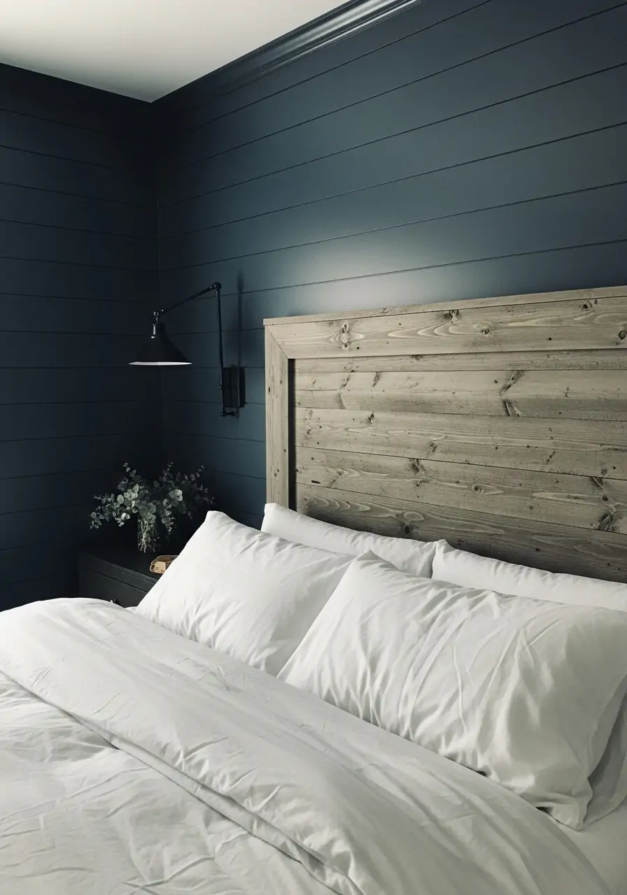 Dark Blue Modern Farmhouse - 50 Dark blue bedroom ideas
