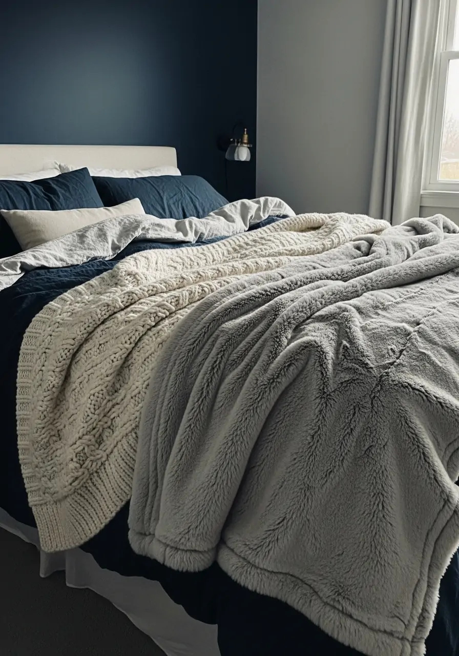 Dark Blue with Cozy Throws - 50 Dark blue bedroom ideas