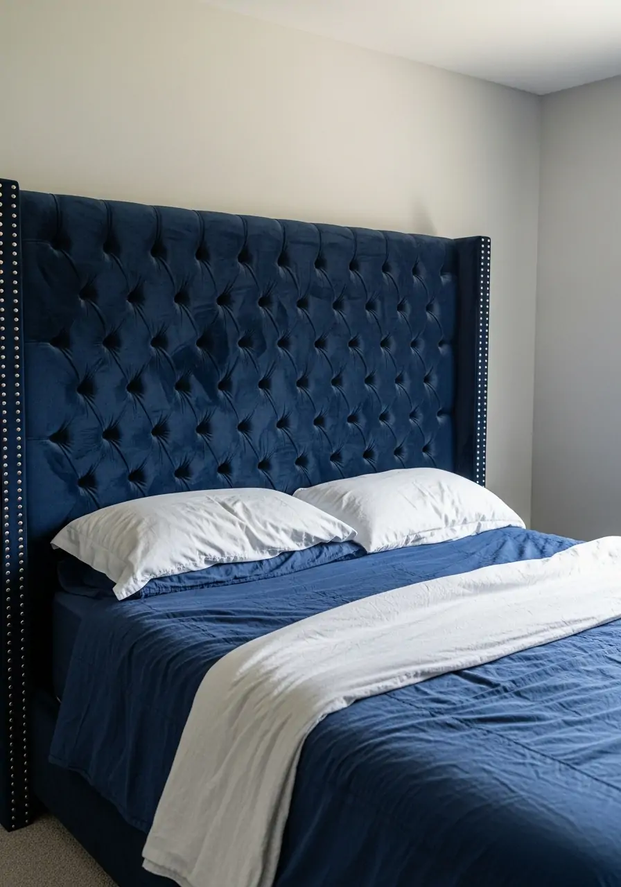 Navy Blue Headboard Feature - 50 Dark blue bedroom ideas