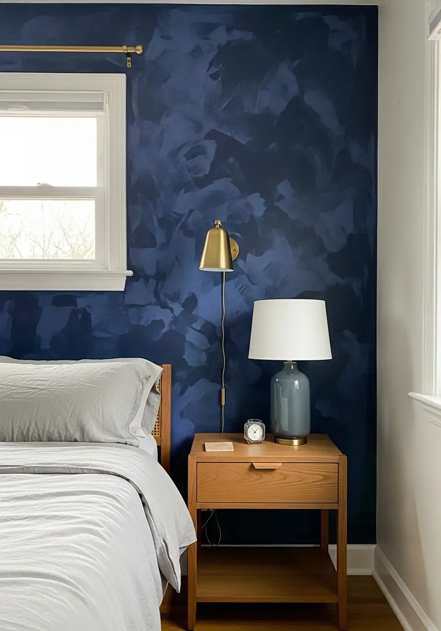 Textured Dark Blue Walls - 50 Dark blue bedroom ideas