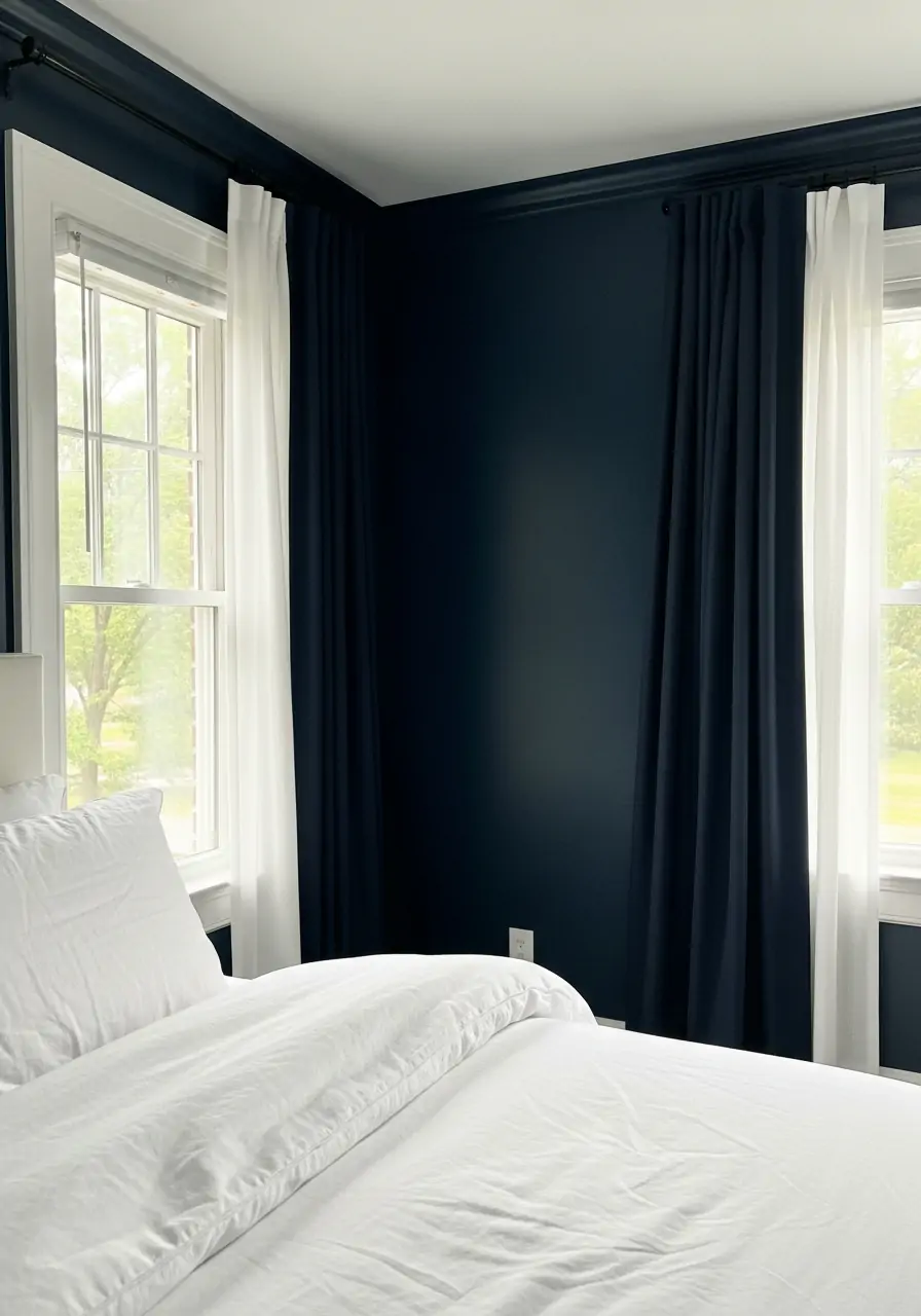 Navy Blue and Crisp White - 50 Dark blue bedroom ideas