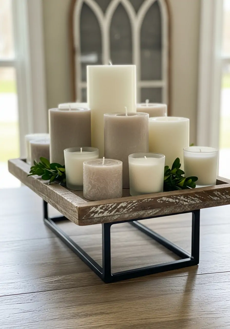Rustic Candle Groupings - 50 Farmhouse Spring Decor Ideas