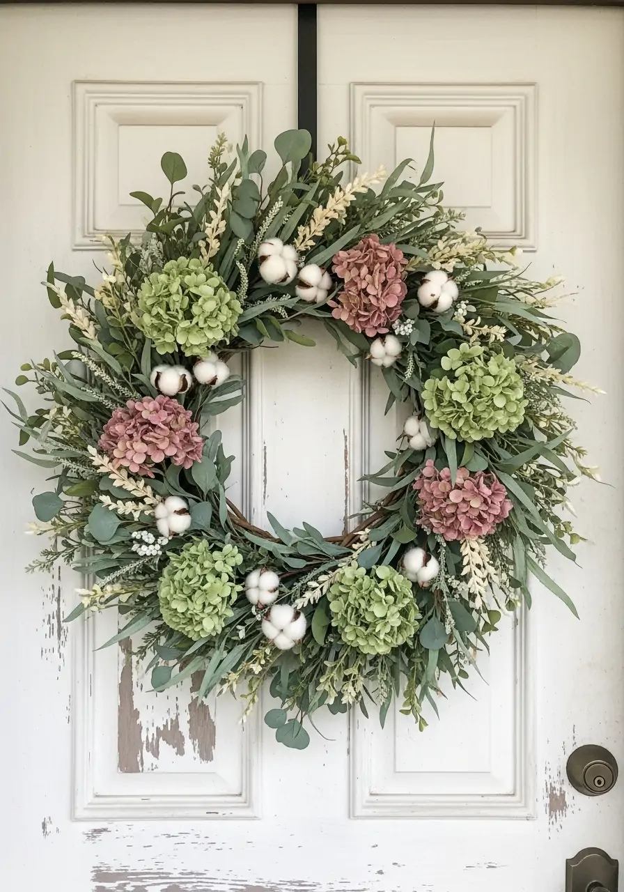Spring Front Door Wreath - 50 Farmhouse Spring Decor Ideas
