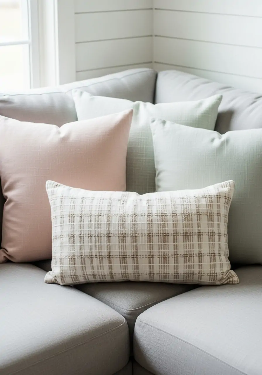 Pastel Farmhouse Pillows - 50 Farmhouse Spring Decor Ideas