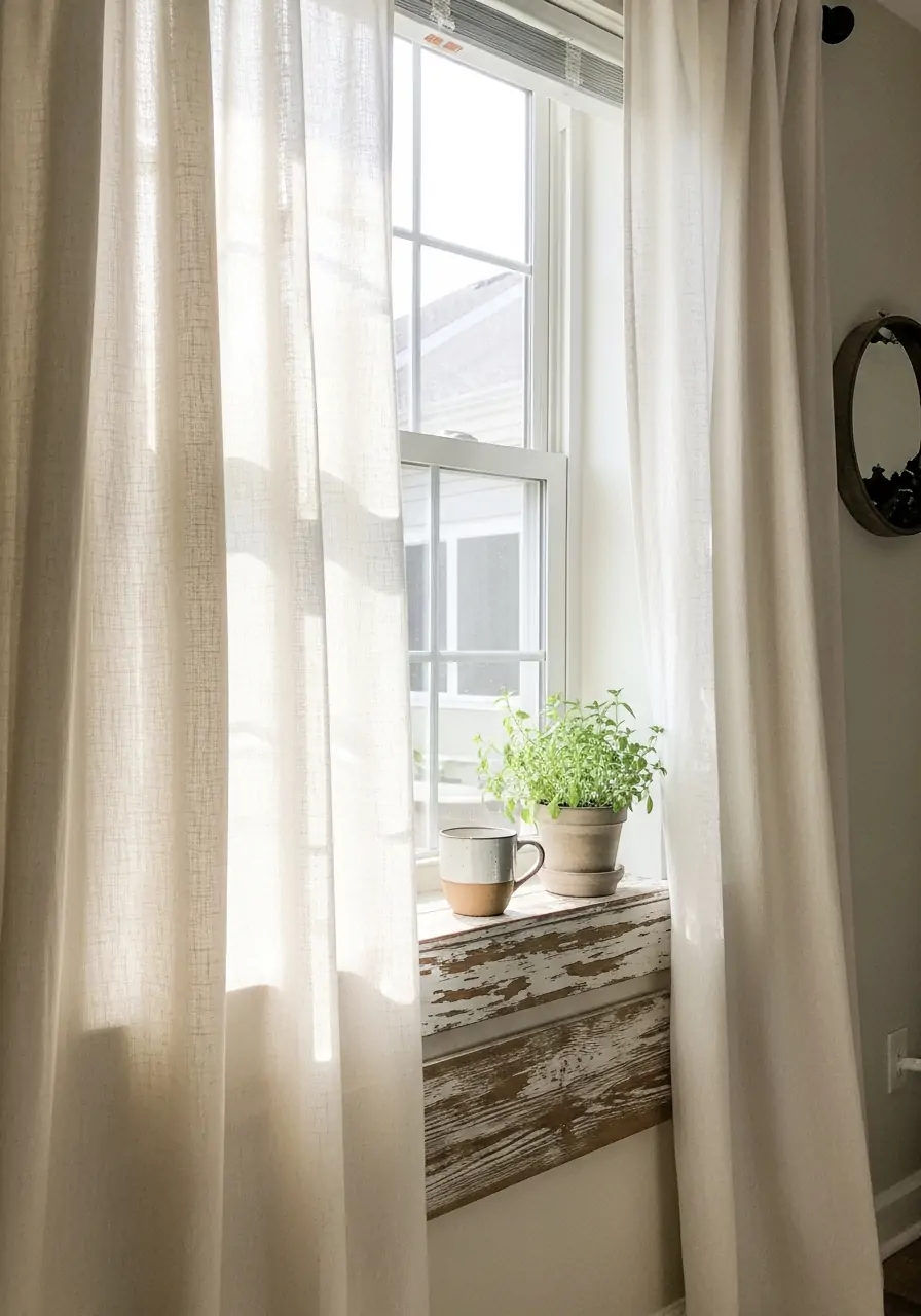 Light Linen Curtains - 50 Farmhouse Spring Decor Ideas