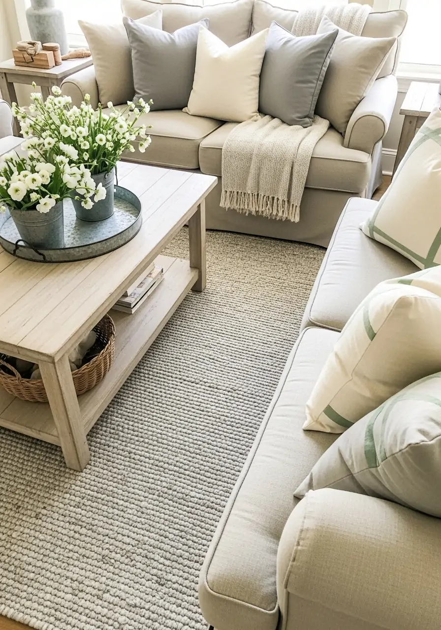 Neutral Farmhouse Rugs - 50 Farmhouse Spring Decor Ideas
