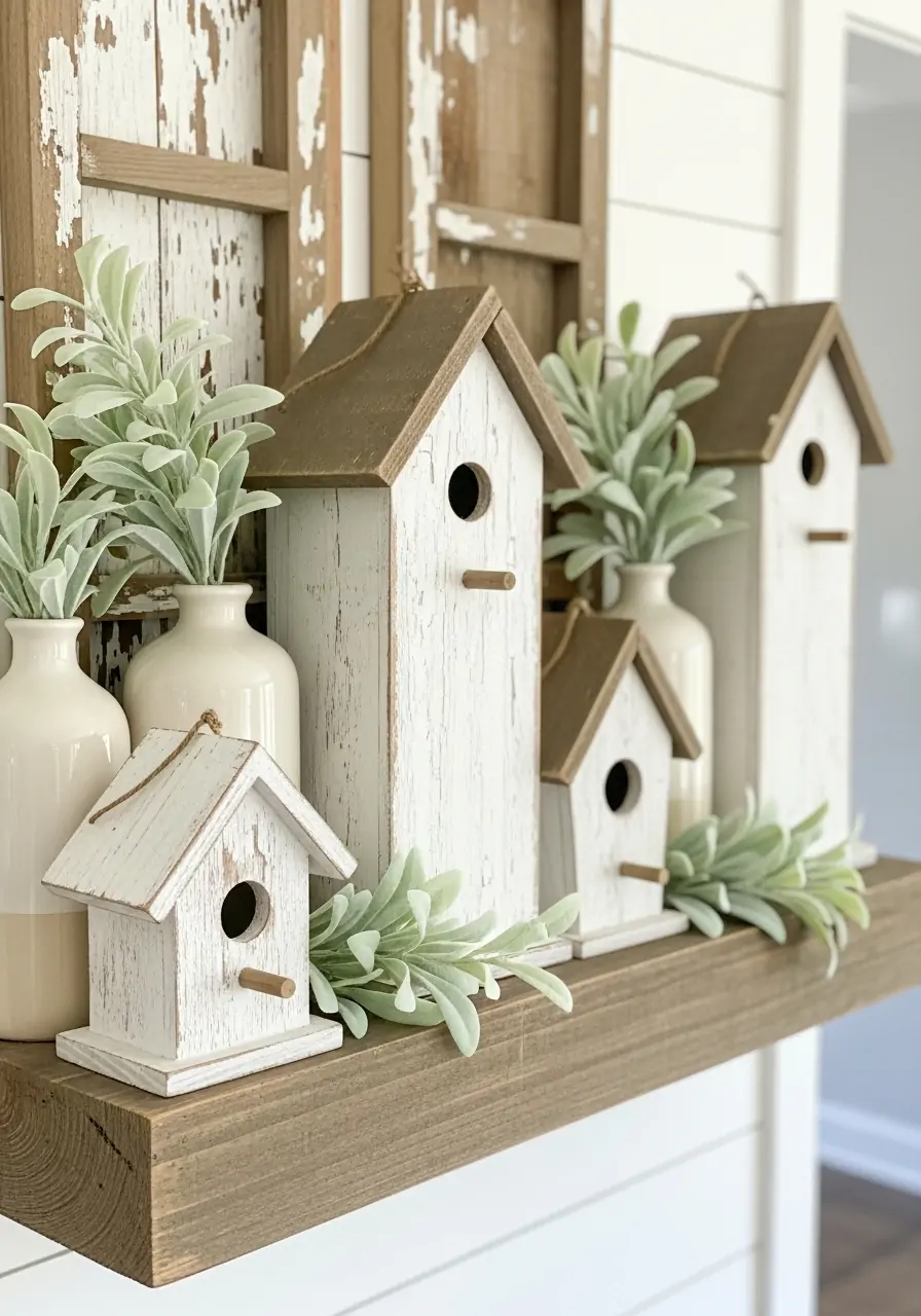 Rustic Birdhouse Decor - 50 Farmhouse Spring Decor Ideas