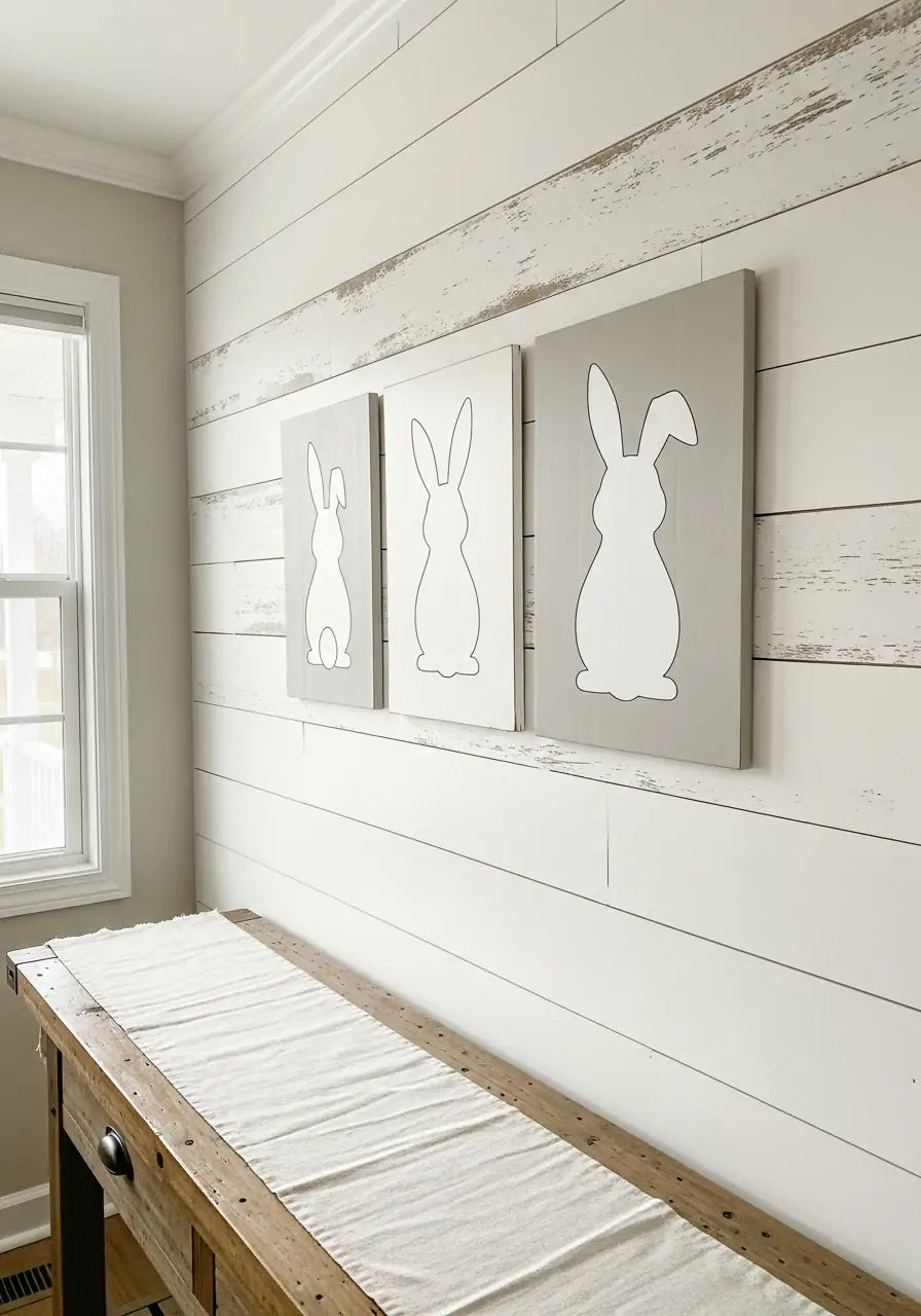 Bunny Wall Decor - 50 Farmhouse Spring Decor Ideas