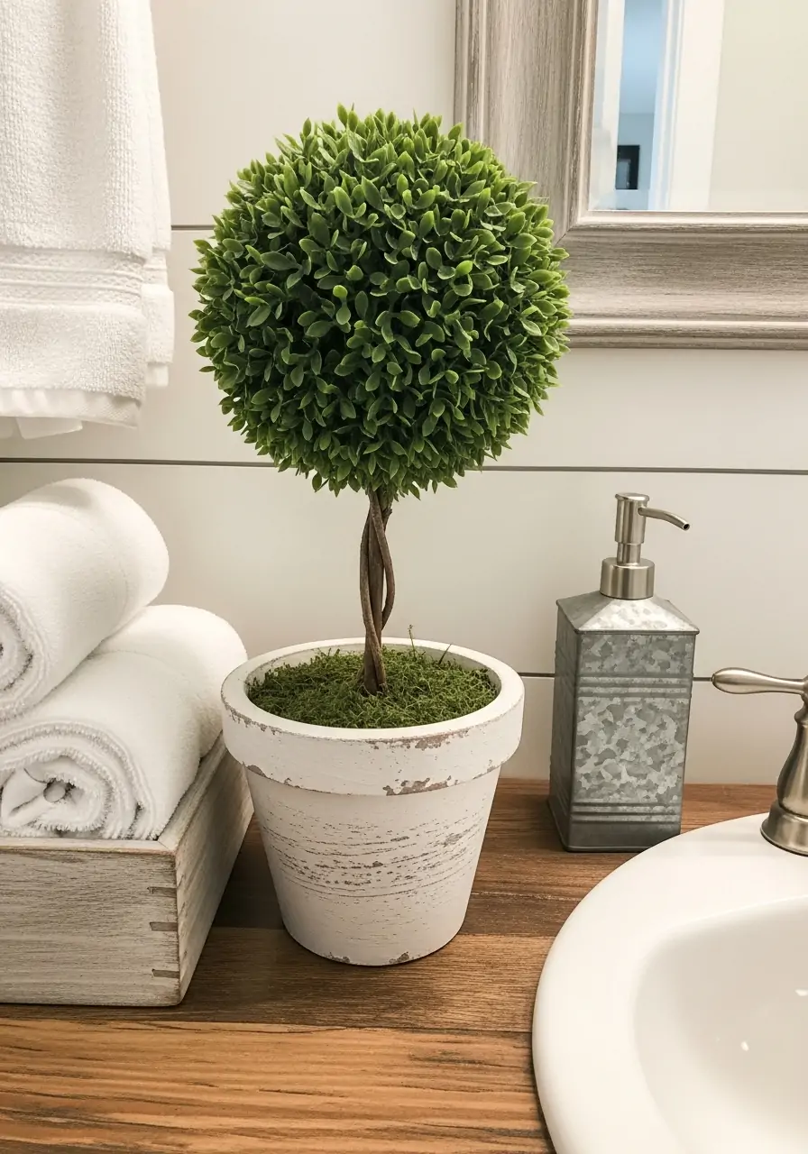 Small Topiary Accents - 50 Farmhouse Spring Decor Ideas