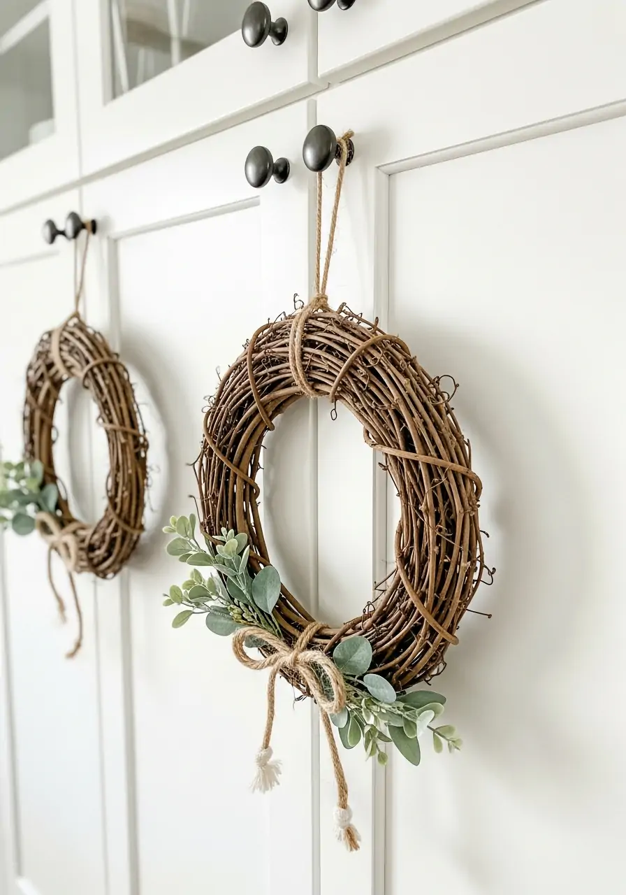 Grapevine Mini Wreaths - 50 Farmhouse Spring Decor Ideas