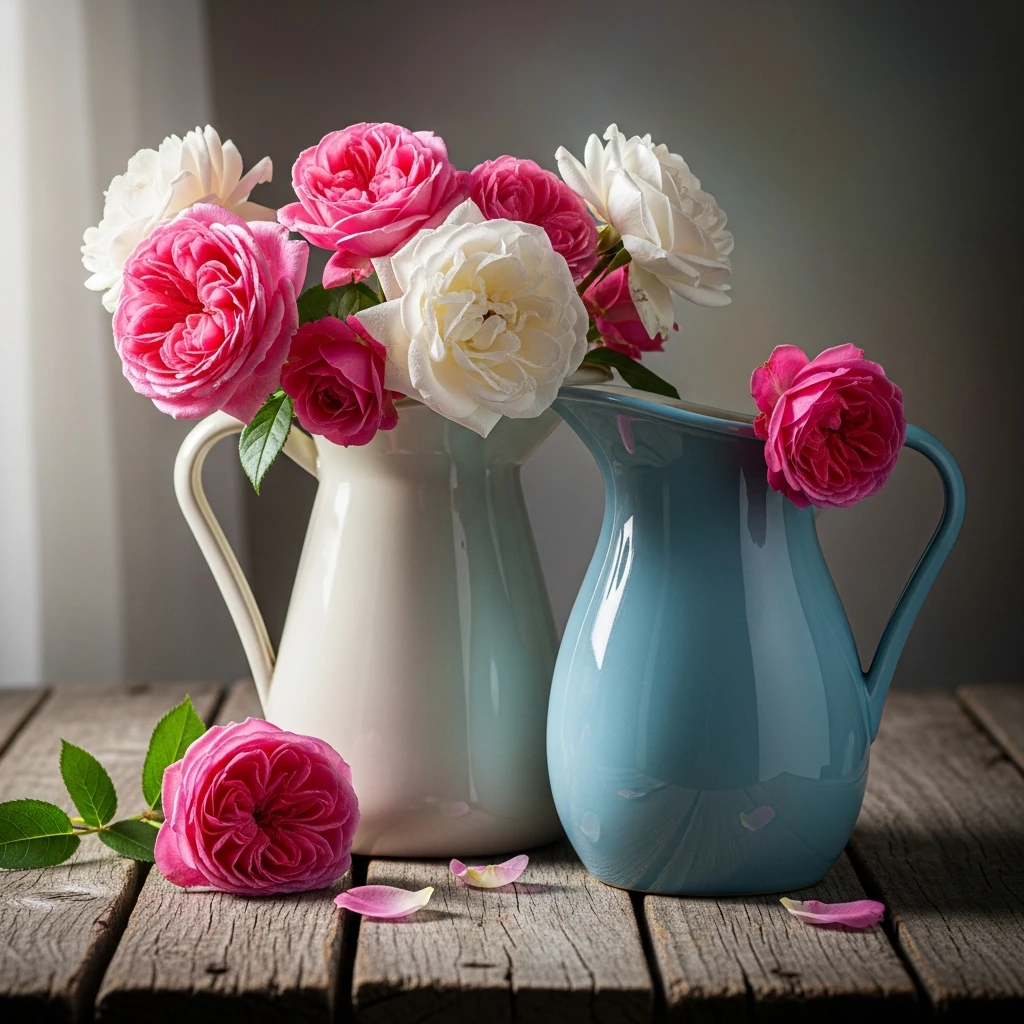 Pitchers and Roses - 50 Farmhouse Valentine Decor Ideas for a Cozy, Beautiful Home