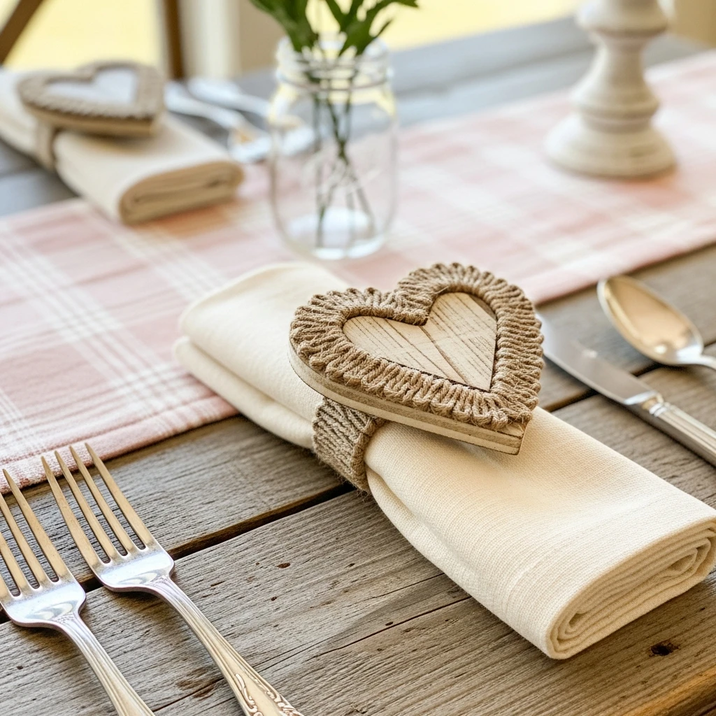 Heart Napkin Rings - 50 Farmhouse Valentine Decor Ideas for a Cozy, Beautiful Home