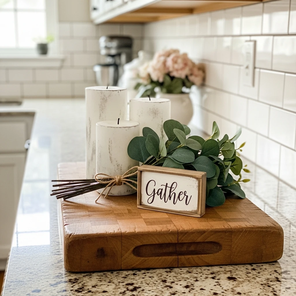 Cutting Board Vignette - 50 Farmhouse Valentine Decor Ideas for a Cozy, Beautiful Home