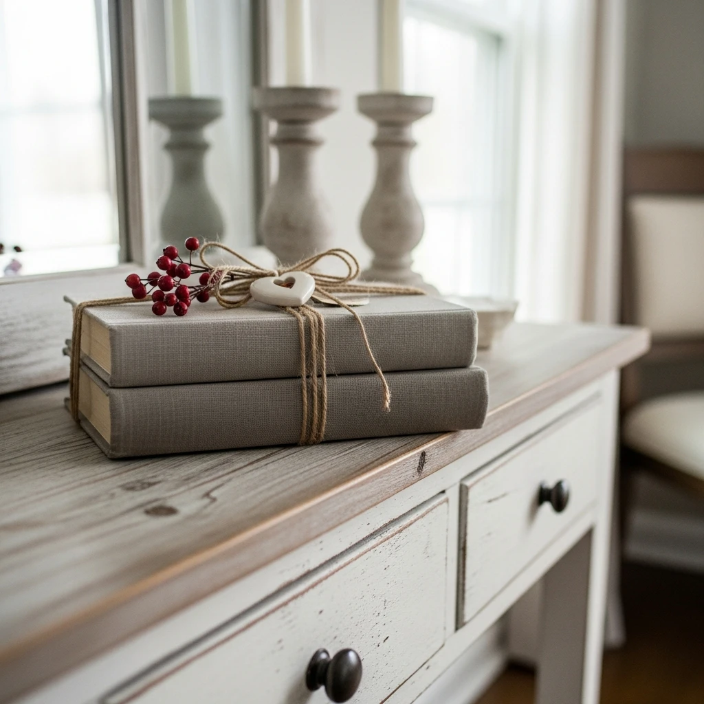Stacked Books Decor - 50 Farmhouse Valentine Decor Ideas for a Cozy, Beautiful Home