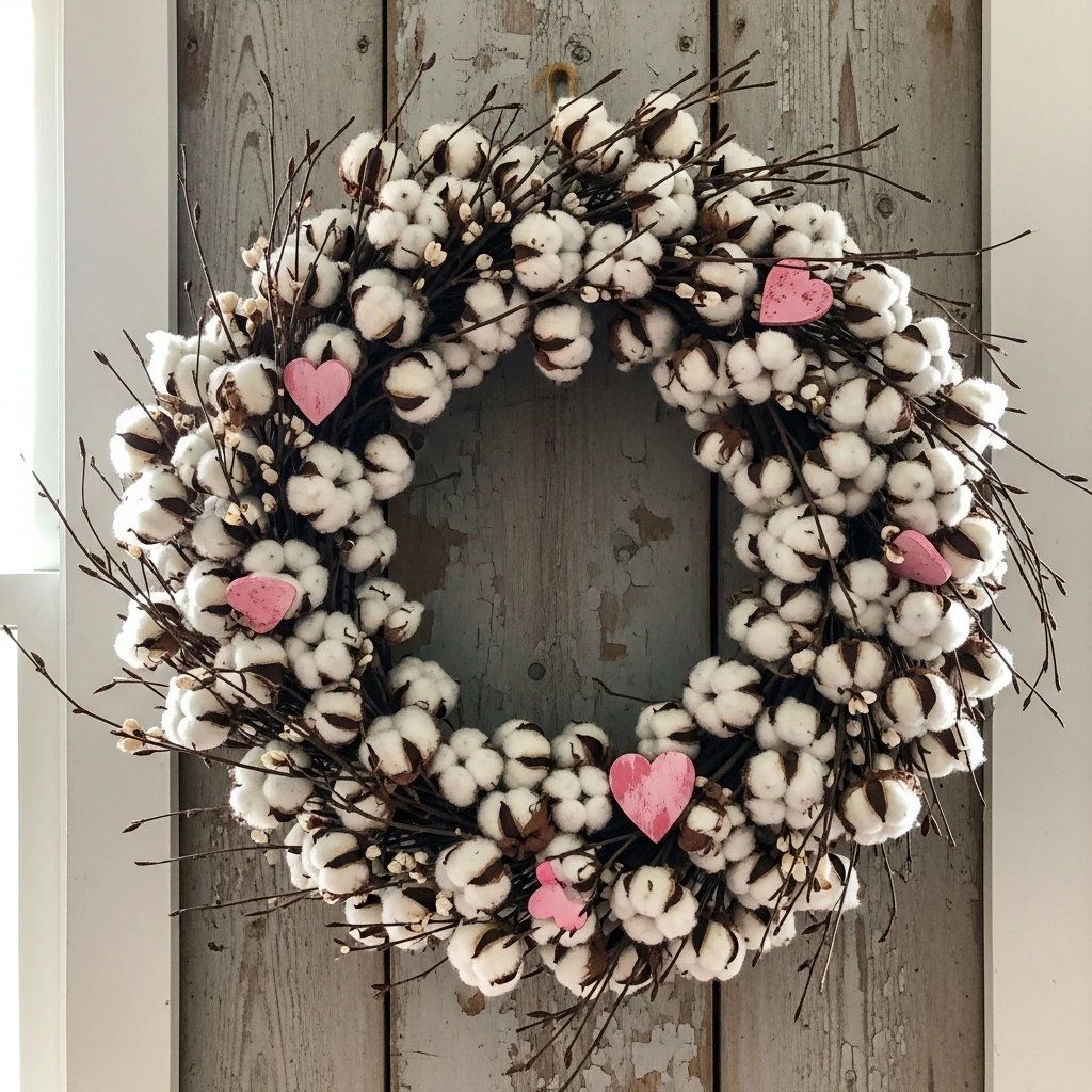 Heart-Accented Wreath - 50 Farmhouse Valentine Decor Ideas for a Cozy, Beautiful Home