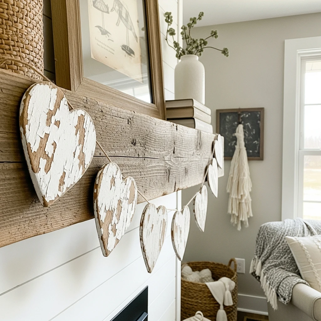 Rustic Heart Garland - 50 Farmhouse Valentine Decor Ideas for a Cozy, Beautiful Home