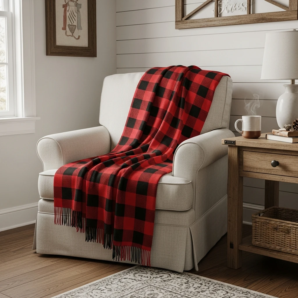 Buffalo Check Cozy - 50 Farmhouse Valentine Decor Ideas for a Cozy, Beautiful Home