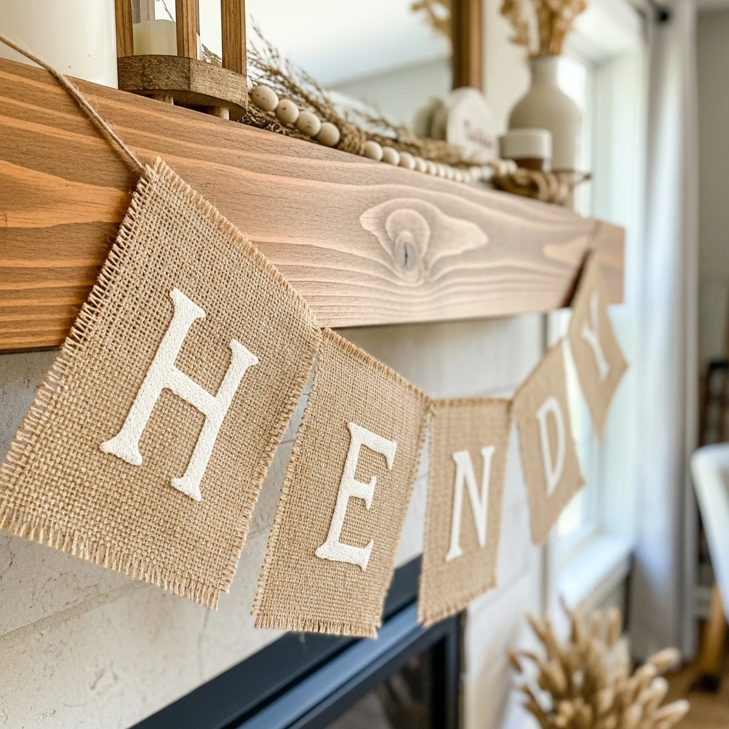Burlap Mantel Banner - 50 Farmhouse Valentine Decor Ideas for a Cozy, Beautiful Home