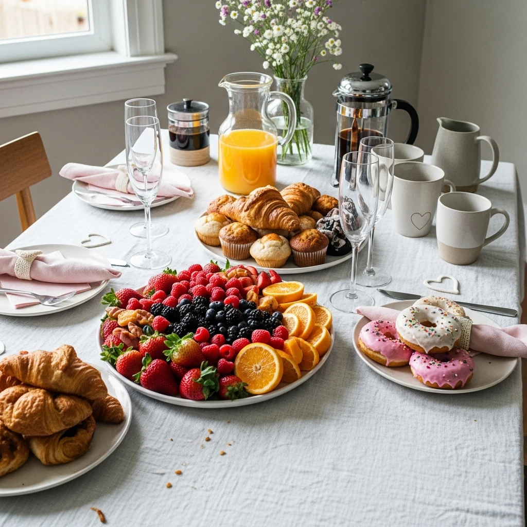 Girls’ Night Brunch Table - 50 Beautiful Galentines Tablescape Ideas for a Budget-Friendly Girls’ Night