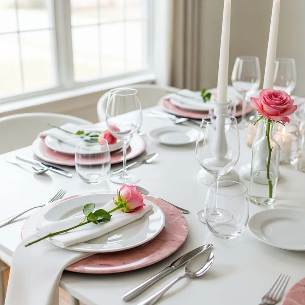 Pink Marble Tablescape - 50 Beautiful Galentines Tablescape Ideas for a Budget-Friendly Girls’ Night