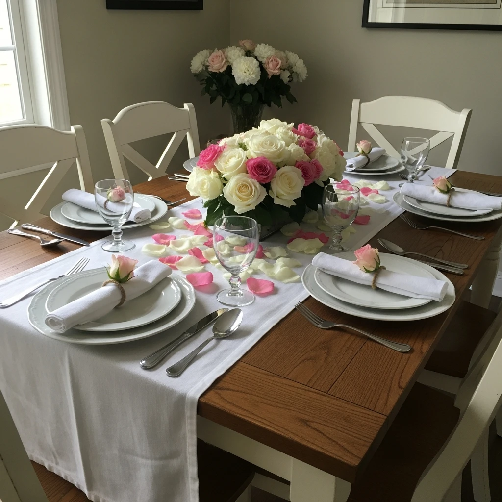 Rose-Themed Table - 50 Beautiful Galentines Tablescape Ideas for a Budget-Friendly Girls’ Night