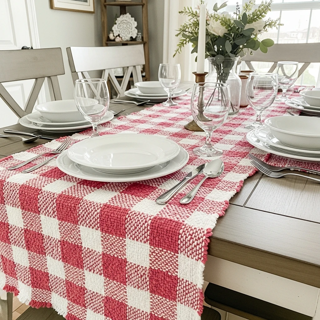 Pink Plaid Table - 50 Beautiful Galentines Tablescape Ideas for a Budget-Friendly Girls’ Night
