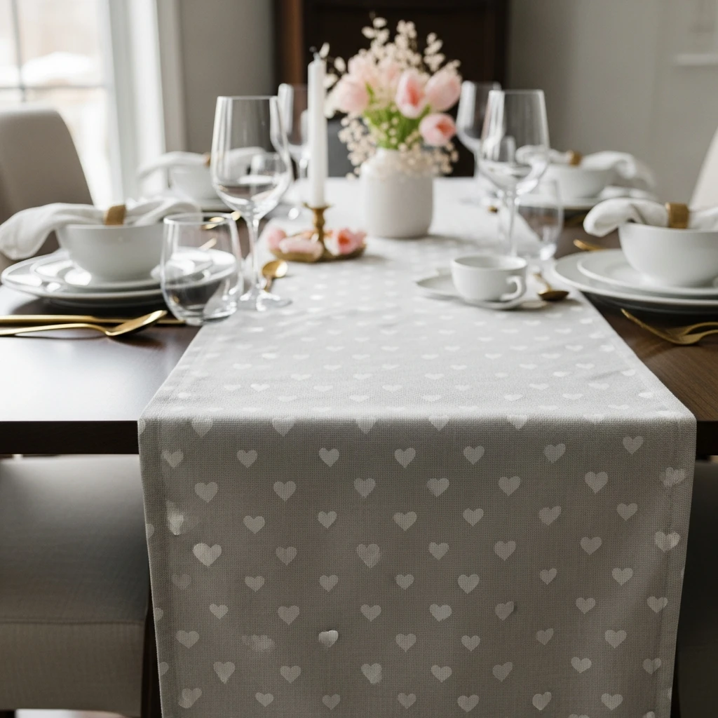 Minimal Hearts Runner - 50 Beautiful Galentines Tablescape Ideas for a Budget-Friendly Girls’ Night