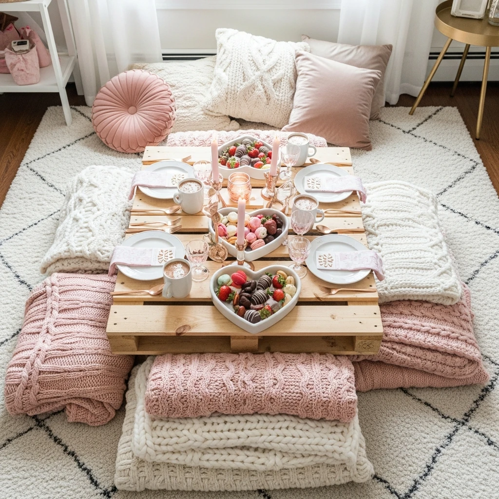 Galentine Picnic Table - 50 Beautiful Galentines Tablescape Ideas for a Budget-Friendly Girls’ Night