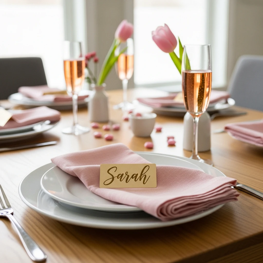 Galentine Name Tag Napkins - 50 Beautiful Galentines Tablescape Ideas for a Budget-Friendly Girls’ Night