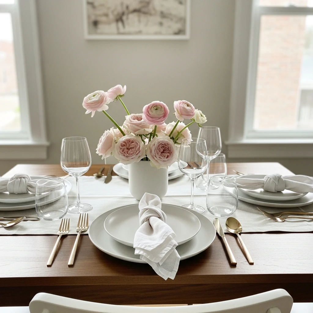 Minimal Chic Galentine - 50 Beautiful Galentines Tablescape Ideas for a Budget-Friendly Girls’ Night