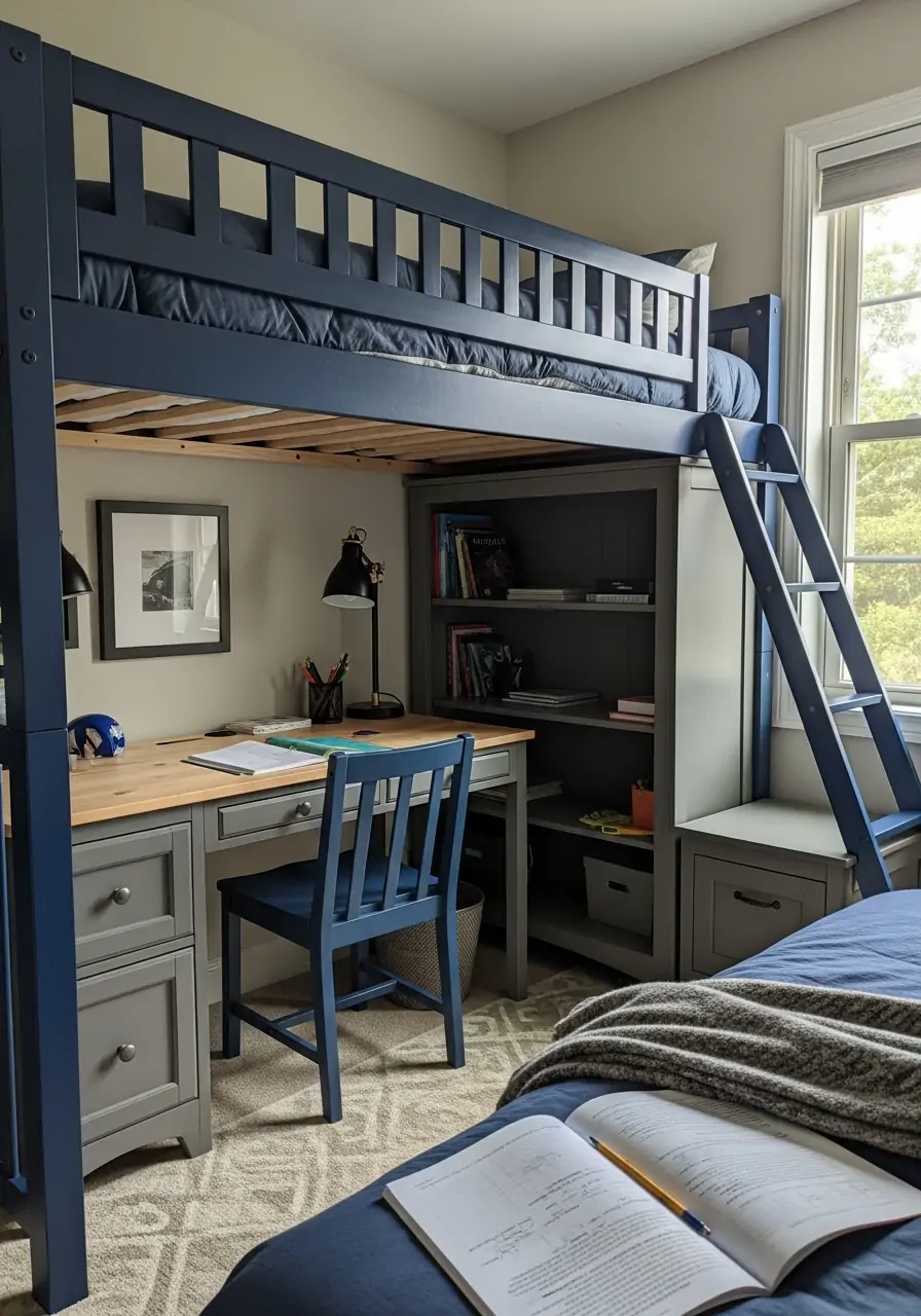 Loft Bed With Desk - 50 Small boys bedroom ideas