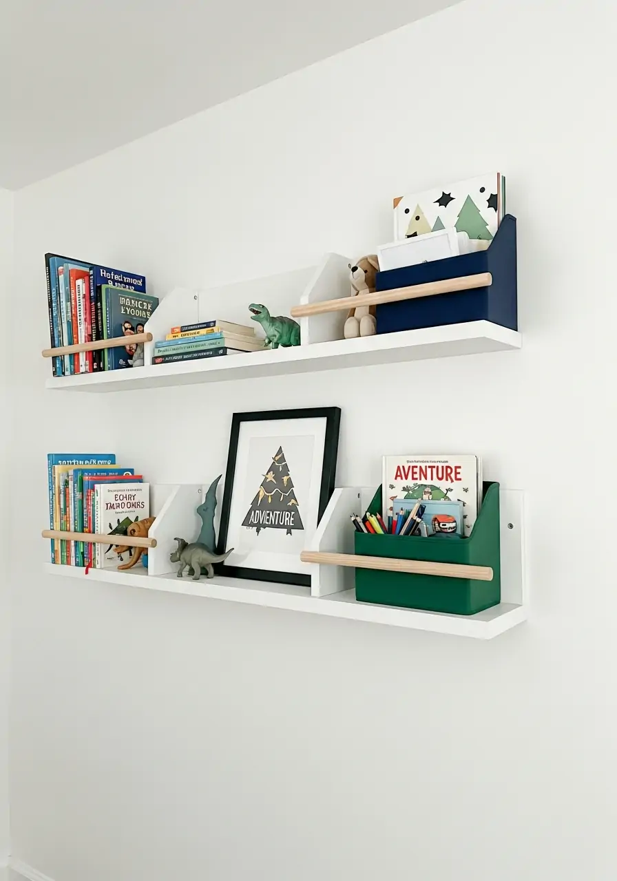 Wall-Mounted Shelves - 50 Small boys bedroom ideas