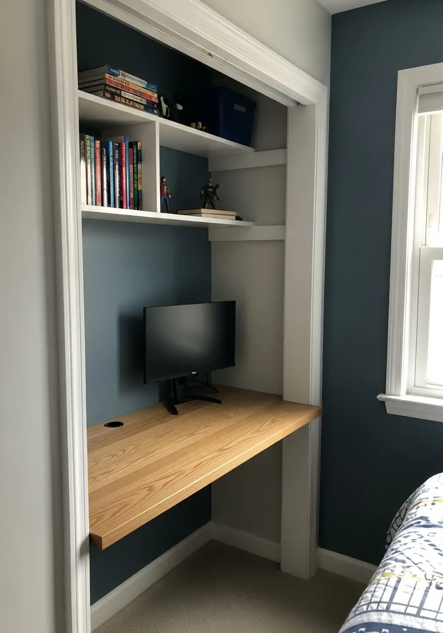 Built-In Closet Desk Combo - 50 Small boys bedroom ideas