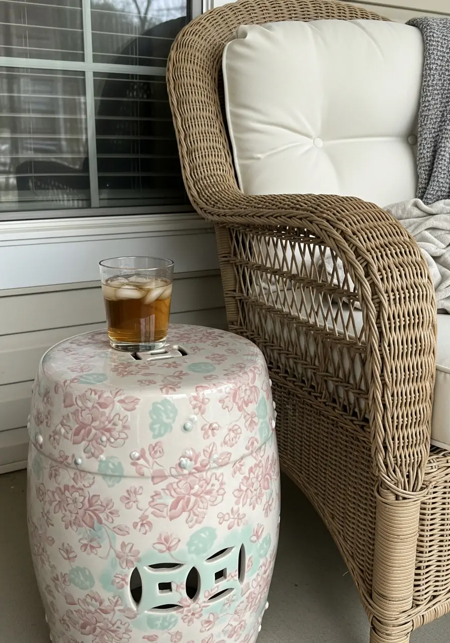 Ceramic Garden Stools - 50 Spring Front Porch Decor Ideas