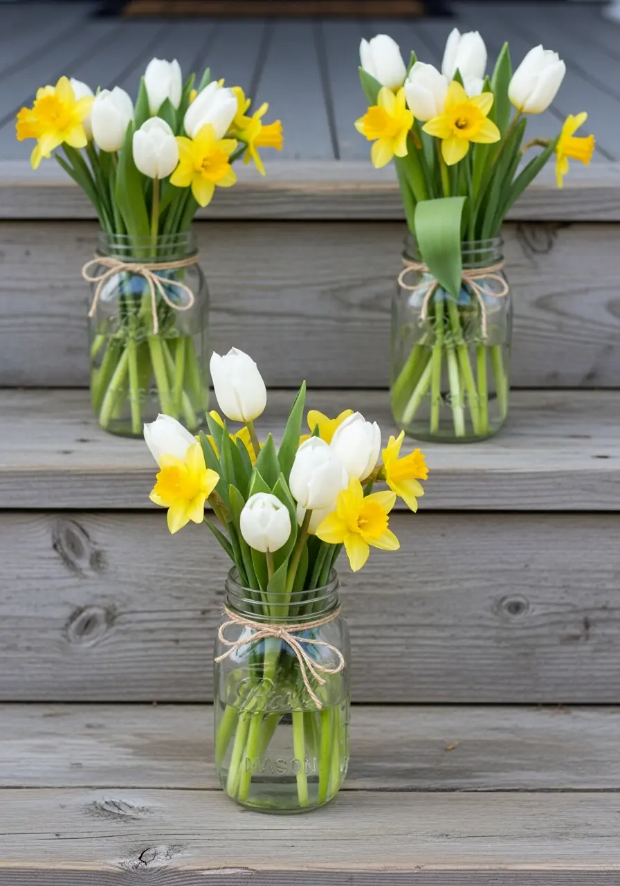 Mason Jar Flower Arrangements - 50 Spring Front Porch Decor Ideas