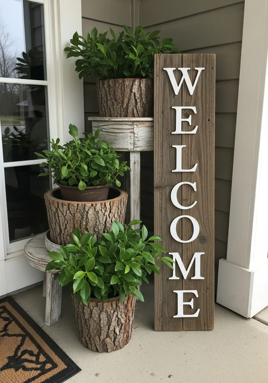 Natural Wood Elements - 50 Spring Front Porch Decor Ideas