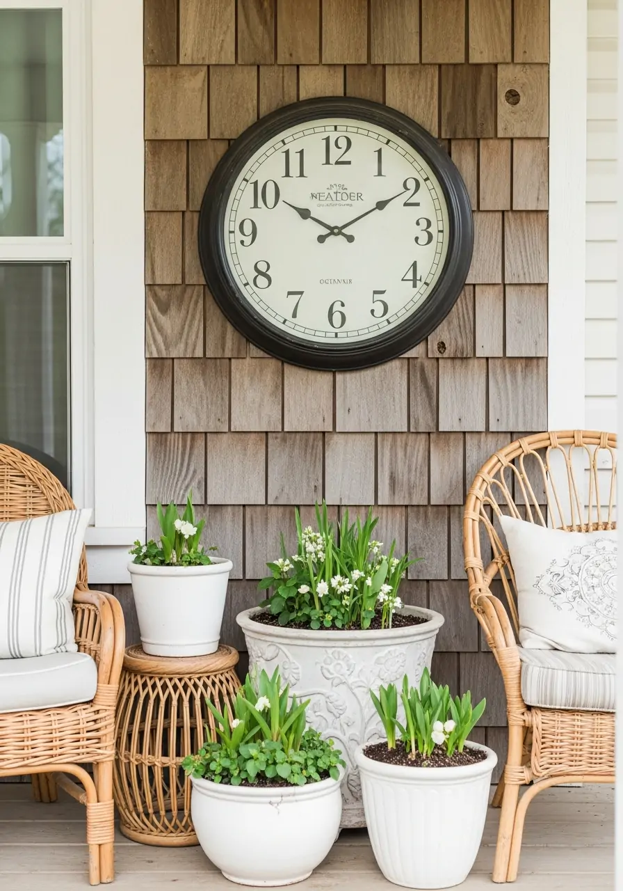 Decorative Outdoor Clocks - 50 Spring Front Porch Decor Ideas