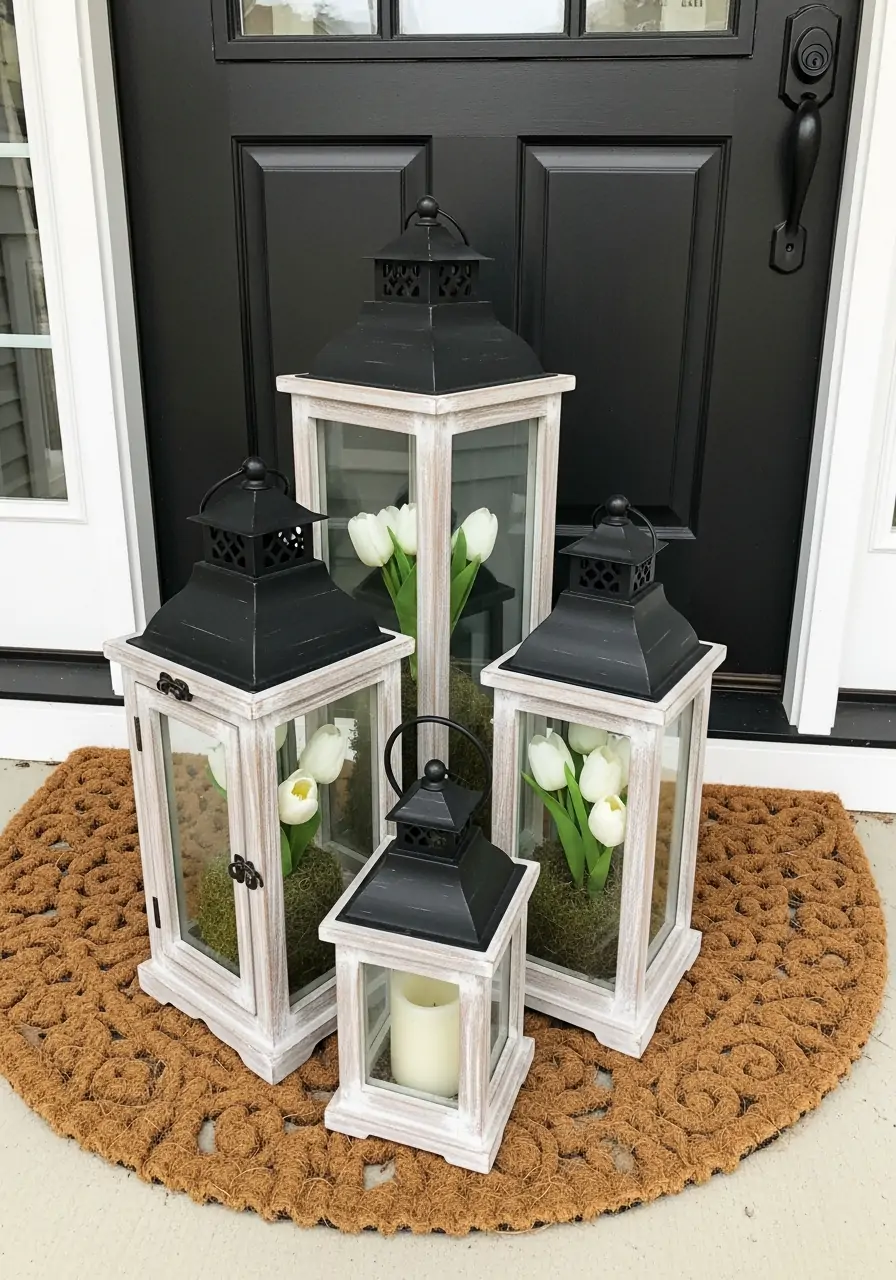 Spring Lantern Clusters - 50 Spring Front Porch Decor Ideas